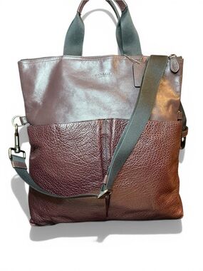 Coach Charles Oxblood Fold Over Whipstitch Detail Tote F11241